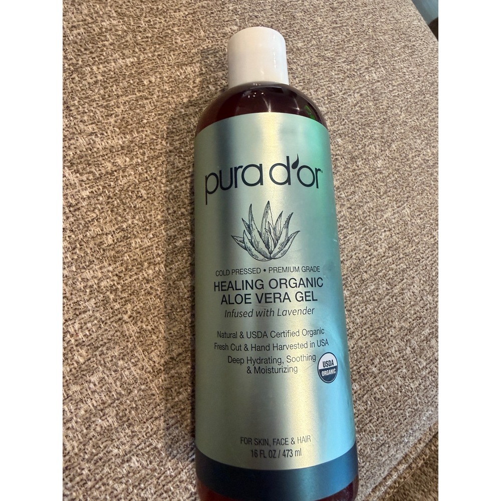 Pura Dor Healing‎ Organic Aloe Vera Gel Lavender Infused 16oz Cold Pressed USA